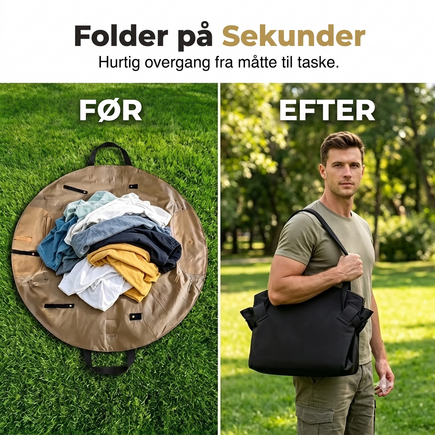 Vandtæt rejsetaske og picnicmat 2-i-1