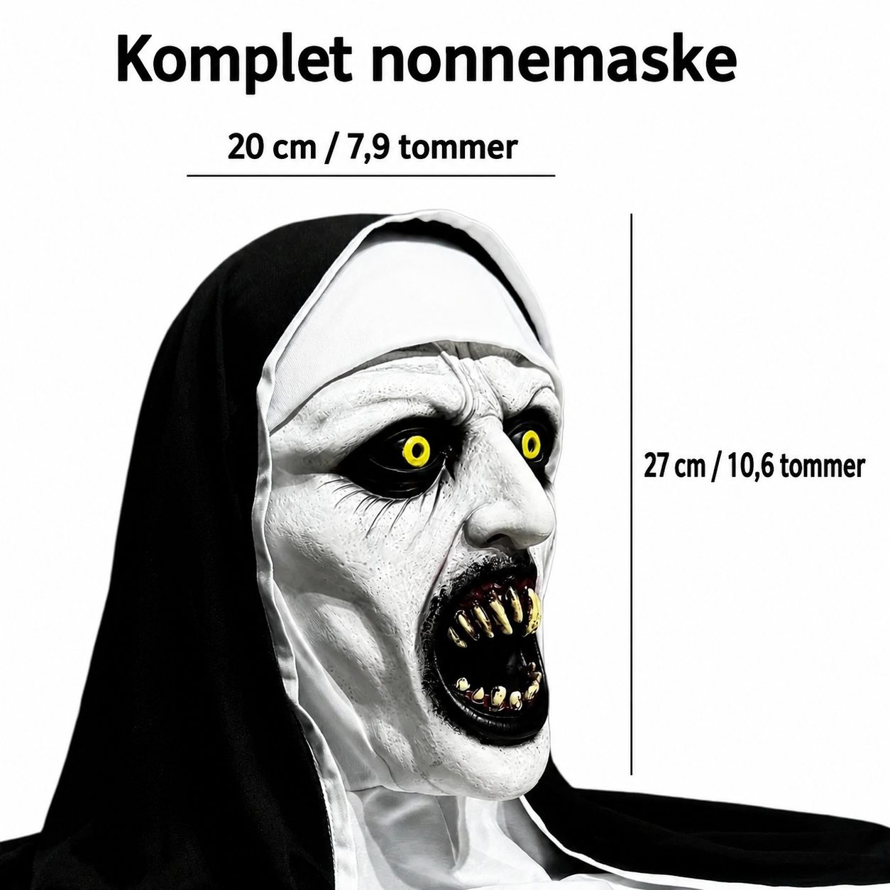 Uhyggelig nonnemaske til Halloween
