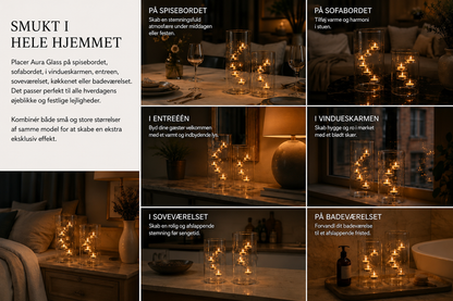 Aura Glass fyrfadsstage i glas med svævende lyseffekt