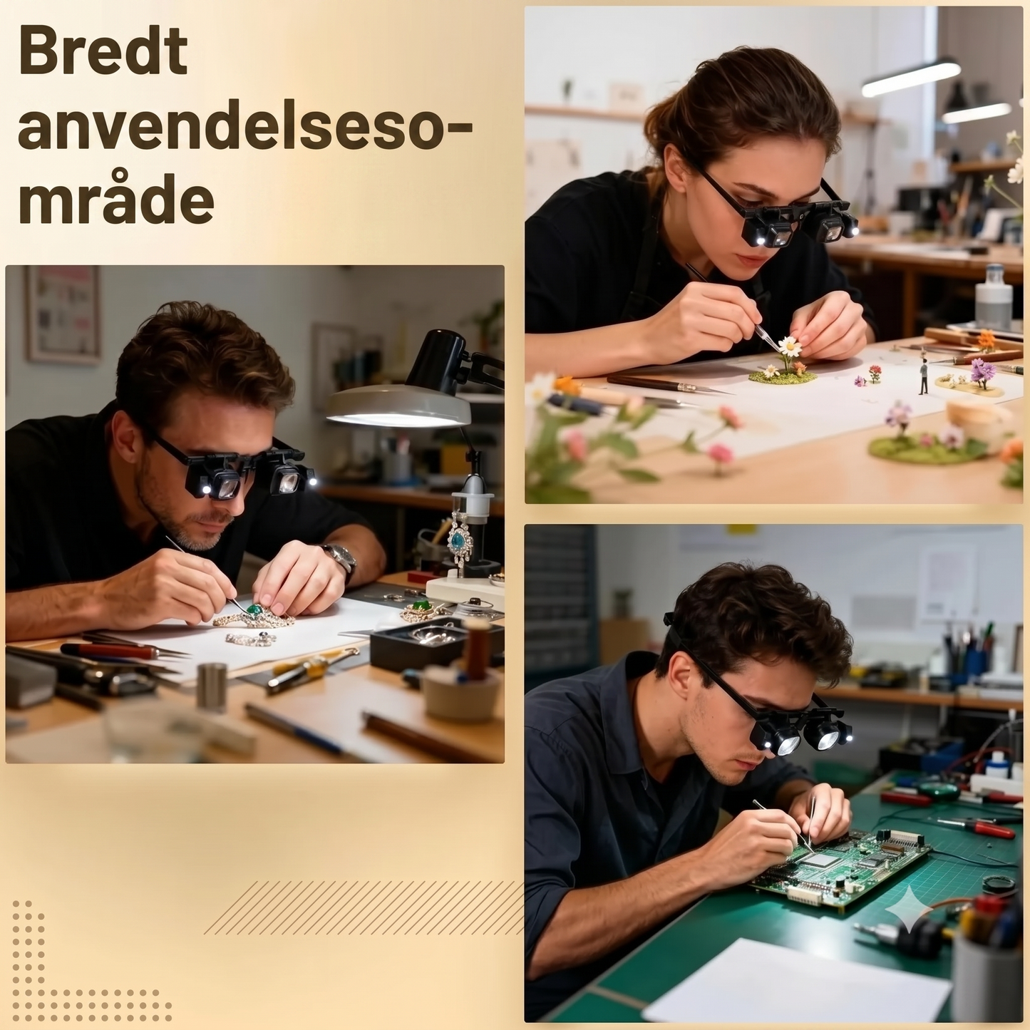 LED-forstørrelsesglas med justerbar holder