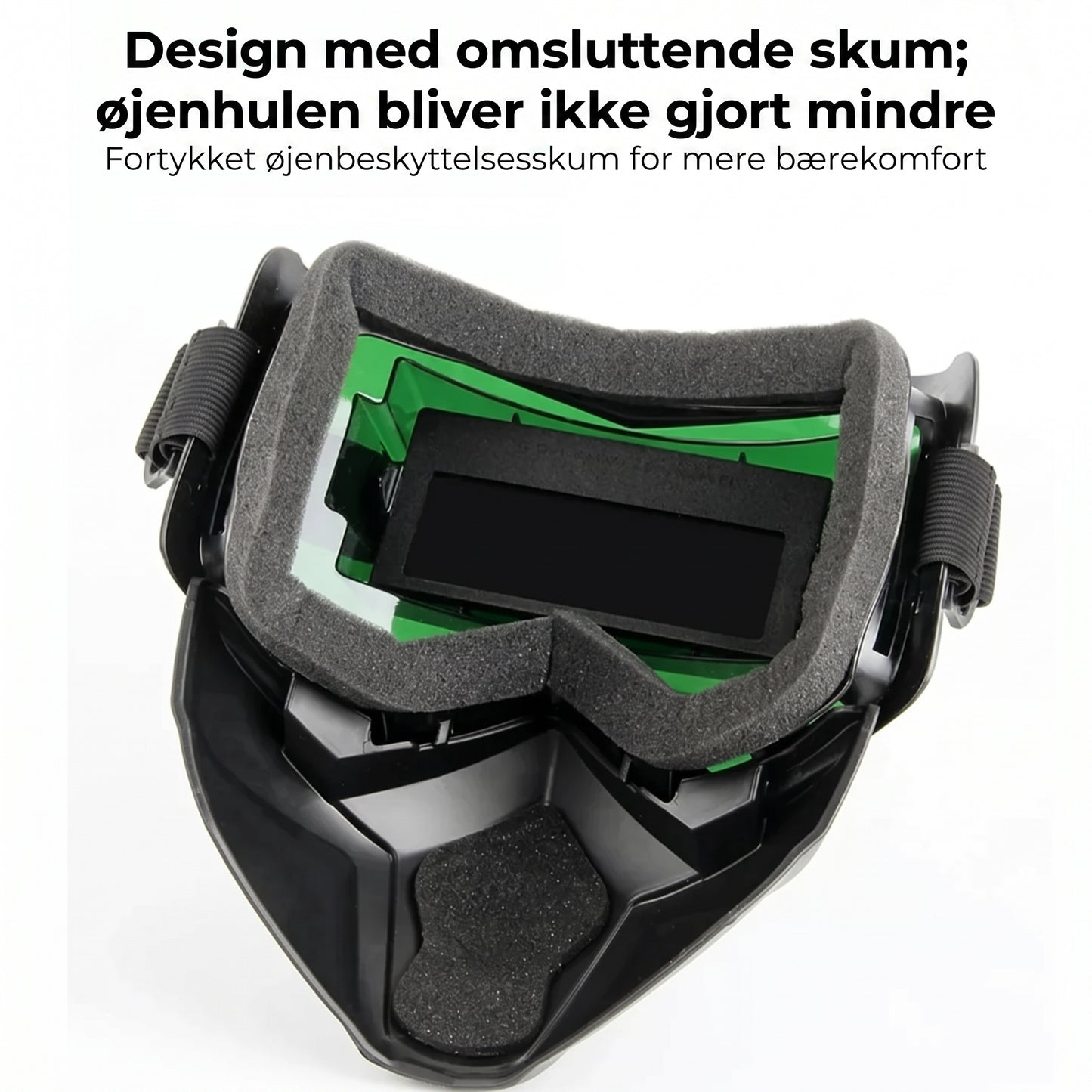 Svejsehjelm med automatisk nedblænding og kulfilter