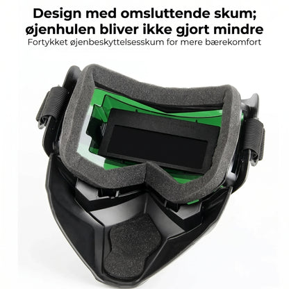 Svejsehjelm med automatisk nedblænding og kulfilter