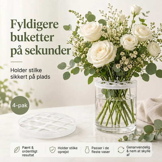 BlomFix strækbare silikone blomsterholdere, sæt med 4