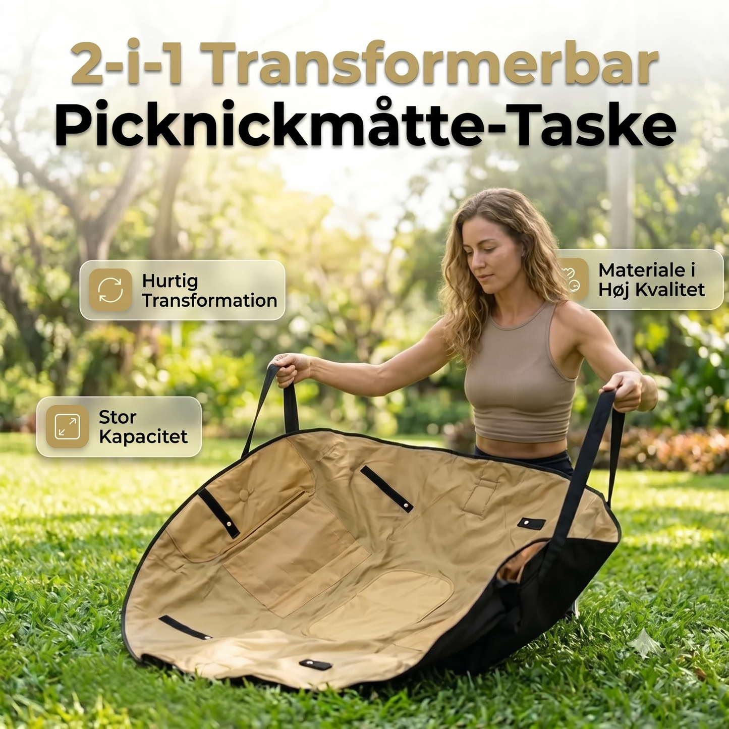 Vandtæt rejsetaske og picnicmat 2-i-1