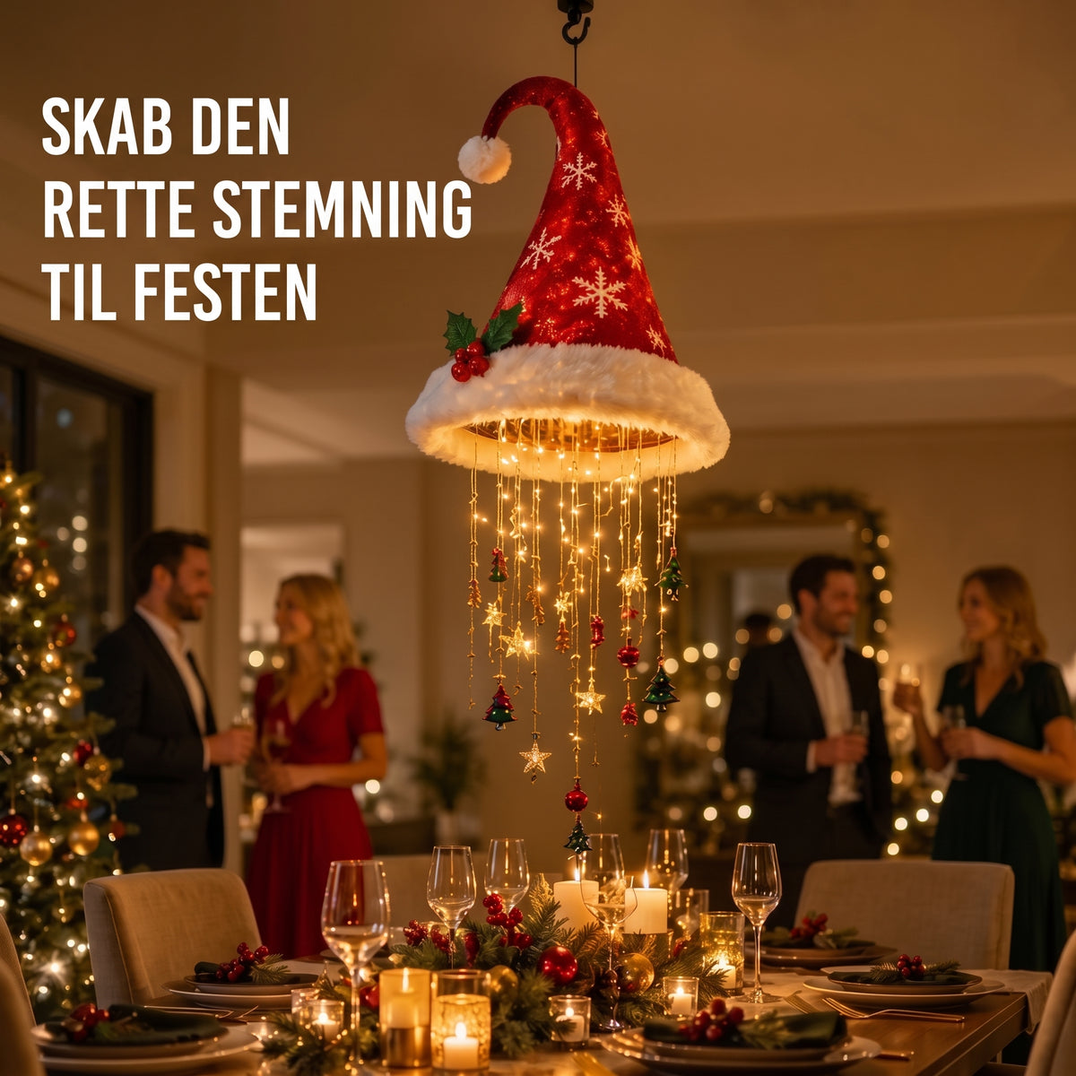 LED-julehue-lysekrone til juledekoration