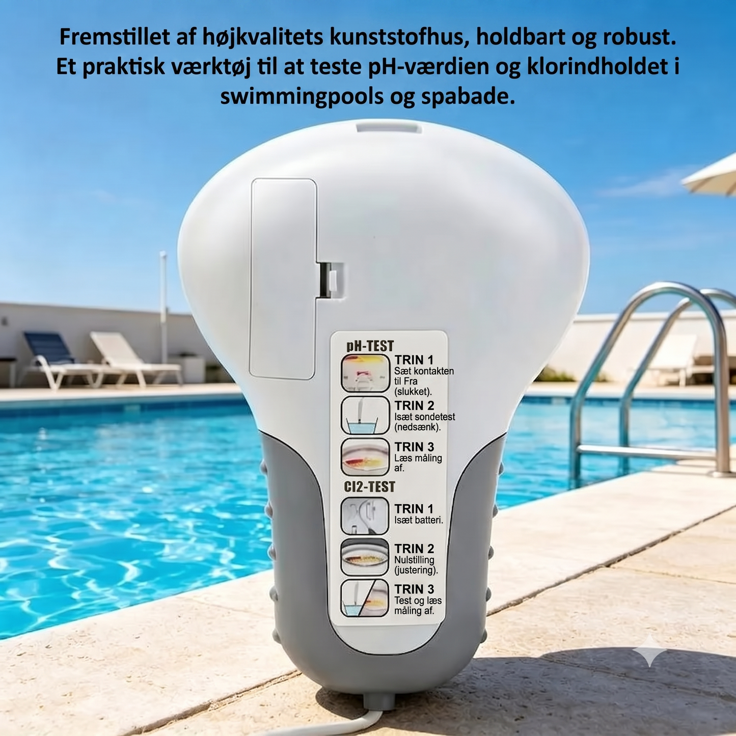 Digital swimmingpool-tester til pH og klor
