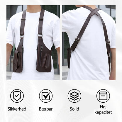 Skuldertaske til mænd med tyverisikret design