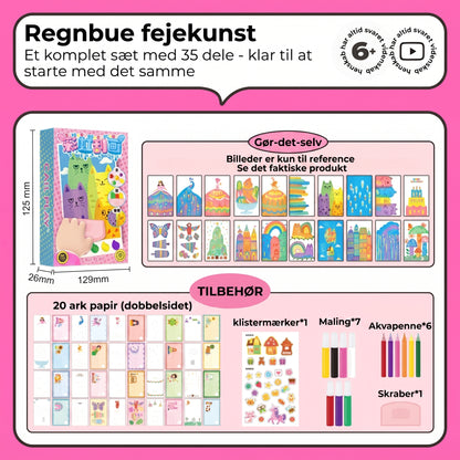 DIY regnbue skrabebilleder sæt med 35 stk.