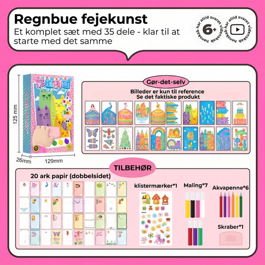 DIY regnbue skrabebilleder sæt med 35 stk.