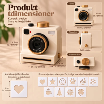 Retro Coffee Art Camera mekanisk latte skabelonprinter