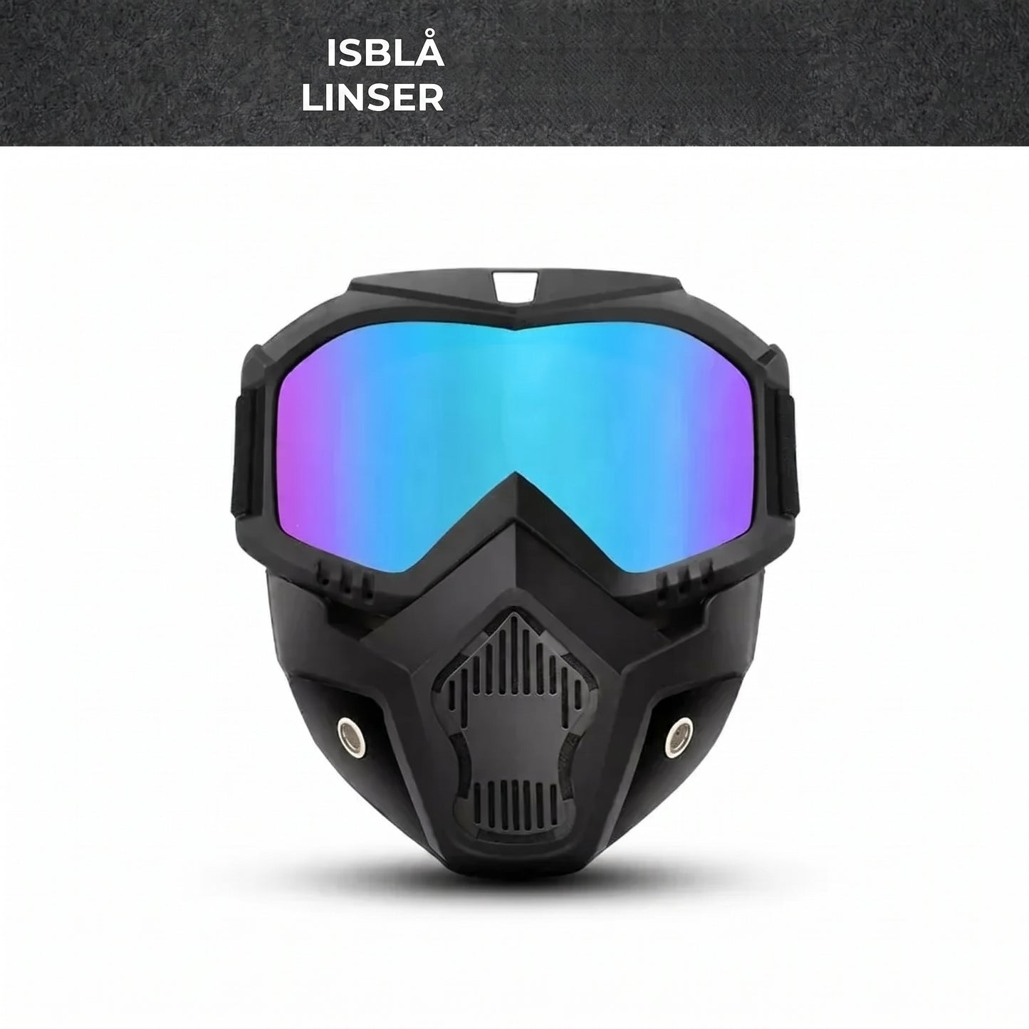 Helmaske med ridsefaste sportsbriller