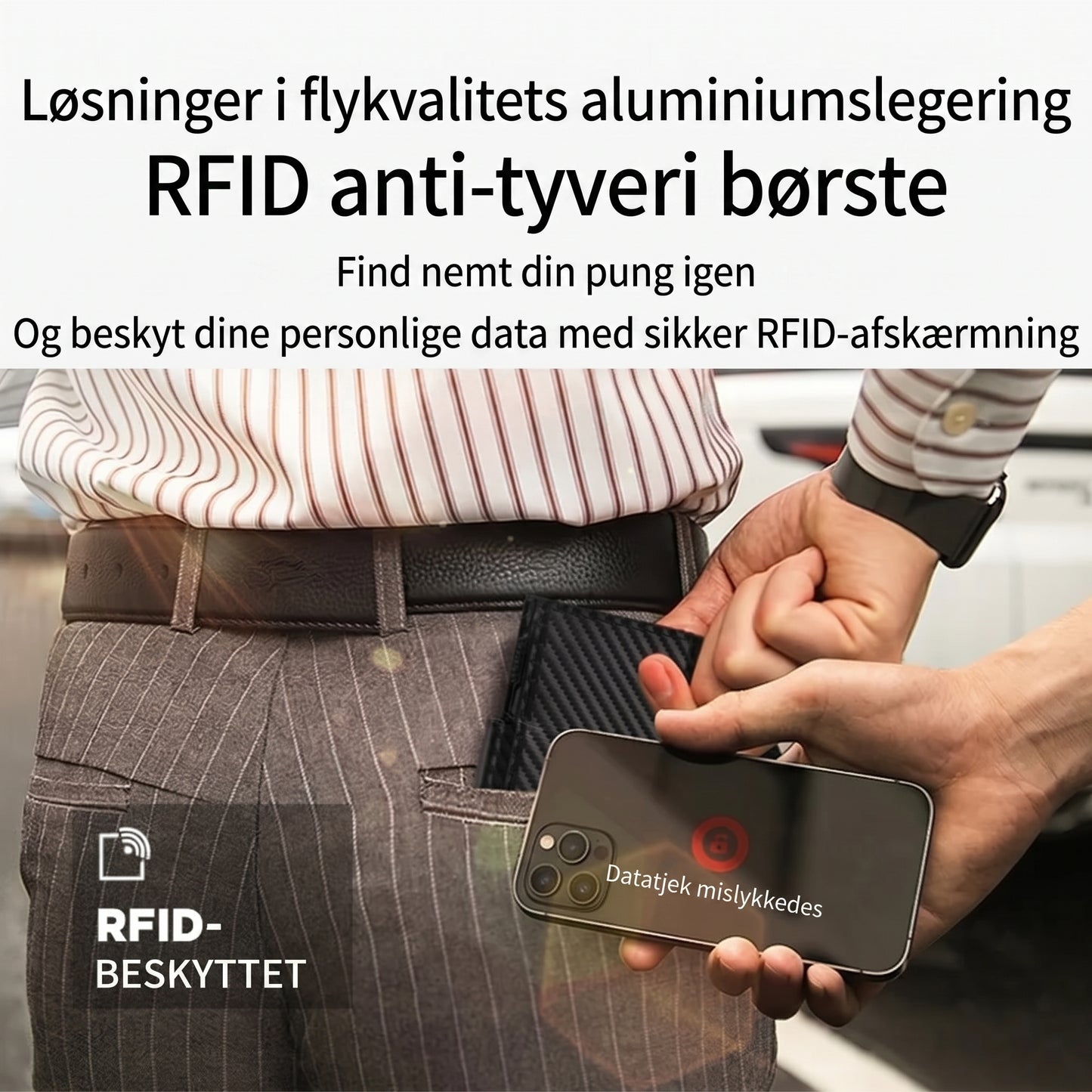 Slank herrepung med RFID-beskyttelse