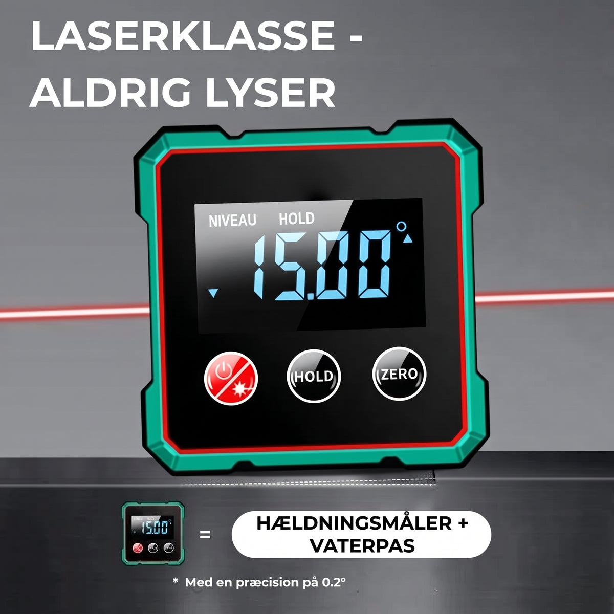 Firesidet magnetisk digital vinkelmåler med laser
