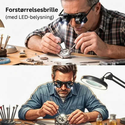 LED-forstørrelsesglas med justerbar holder