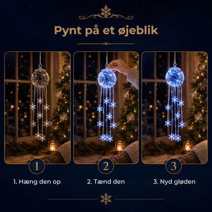 LED-julekugle med hængende snefnug