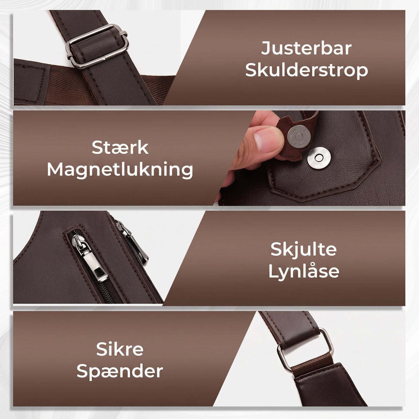Skuldertaske til mænd med tyverisikret design