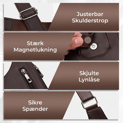 Skuldertaske til mænd med tyverisikret design