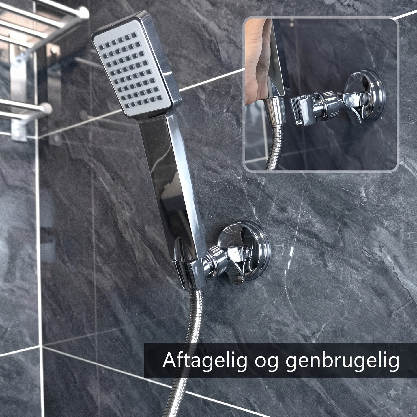 Brusehovedholder med sugekop