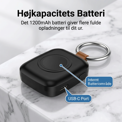 Kompakt magnetisk 1200 mAh smartwatch powerbank med nøglering