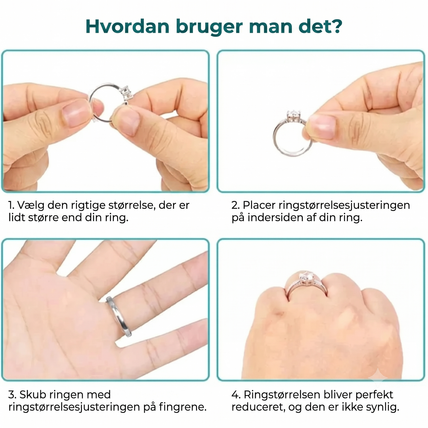 Usynlige ringstørrelsesjusterere, sæt med 8