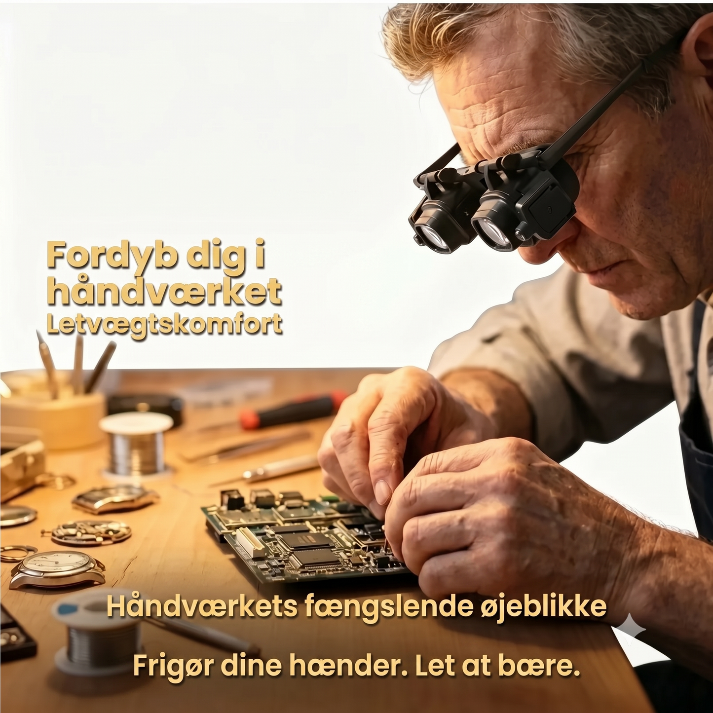 LED-forstørrelsesglas med justerbar holder