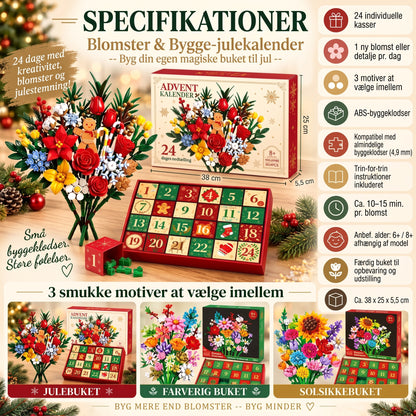 Byggesæt med blomsterbuket som adventskalender til jul