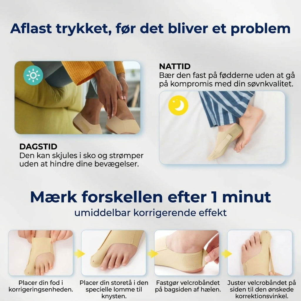 Justerbar hallux valgus-korrigerer til storetåen