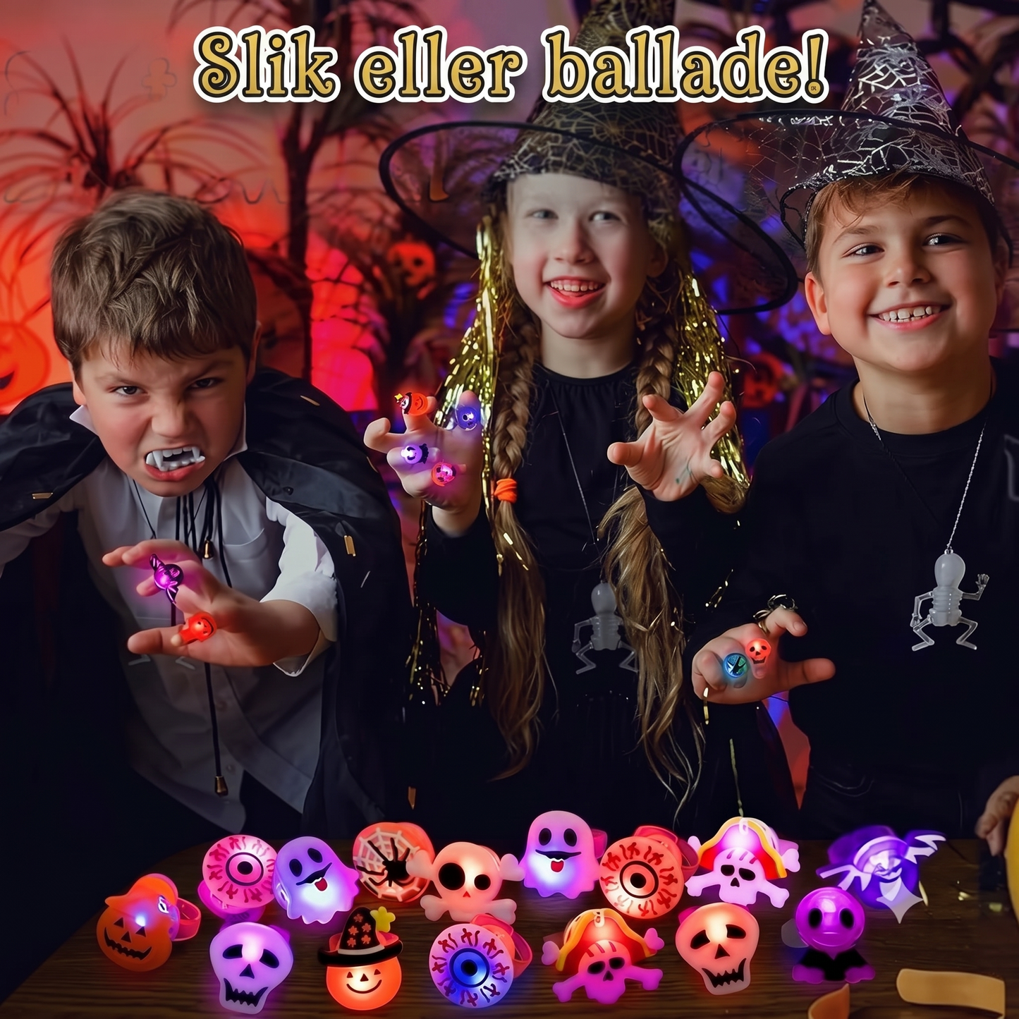 Sæt med 50 Halloween LED-ringe