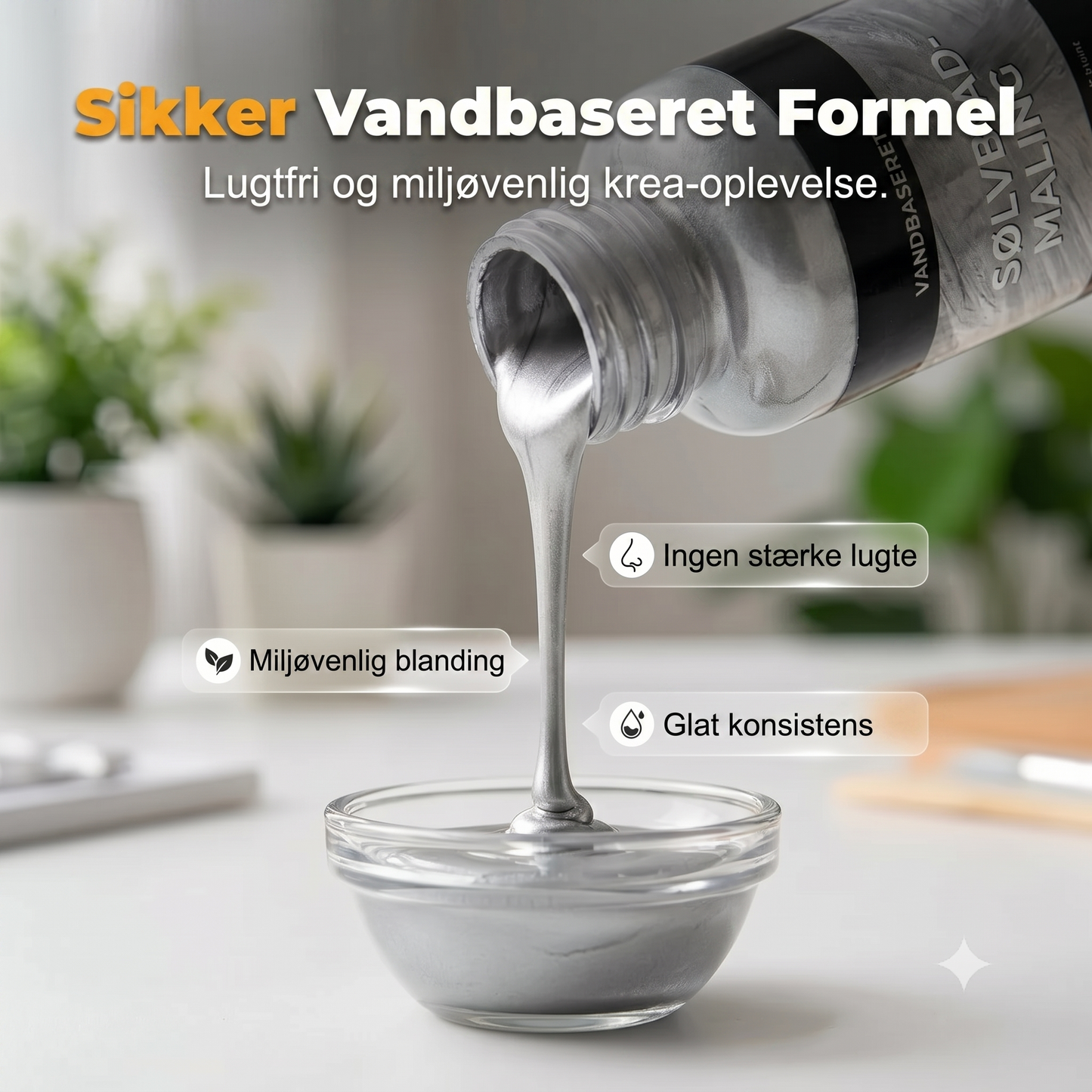 Metallisk sølvmaling til gør-det-selv-projekter