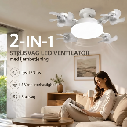 AirDrone loftsvifte med LED-belysning og fjernbetjening