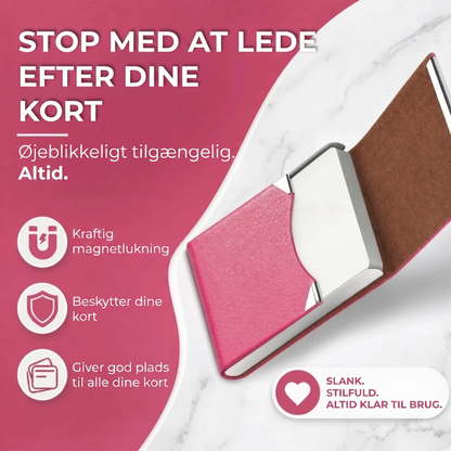 Magnetisk visitkortholder med ruskindsligning
