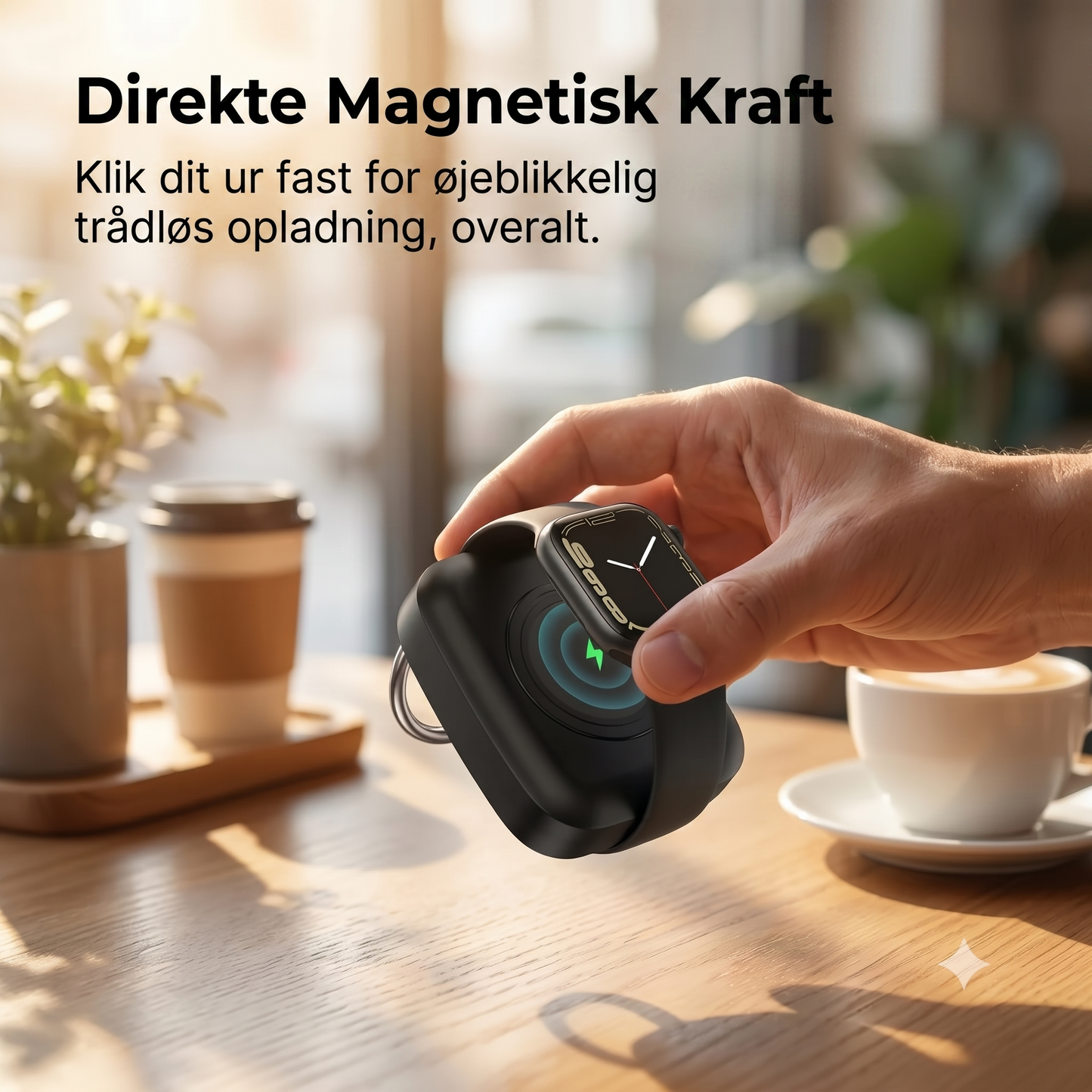 Kompakt magnetisk 1200 mAh smartwatch powerbank med nøglering