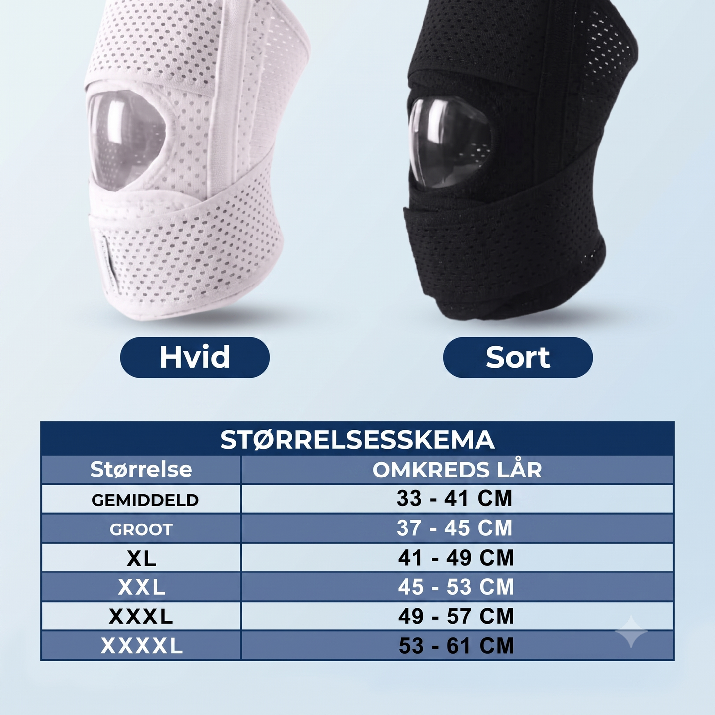 Åndbare knæbind til meniskstøtte