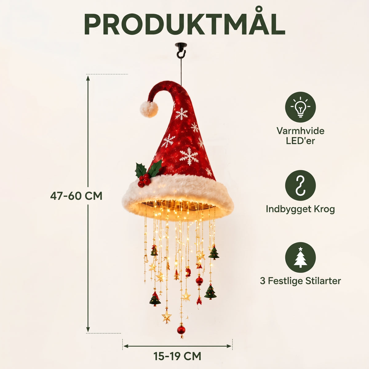 LED-julehue-lysekrone til juledekoration