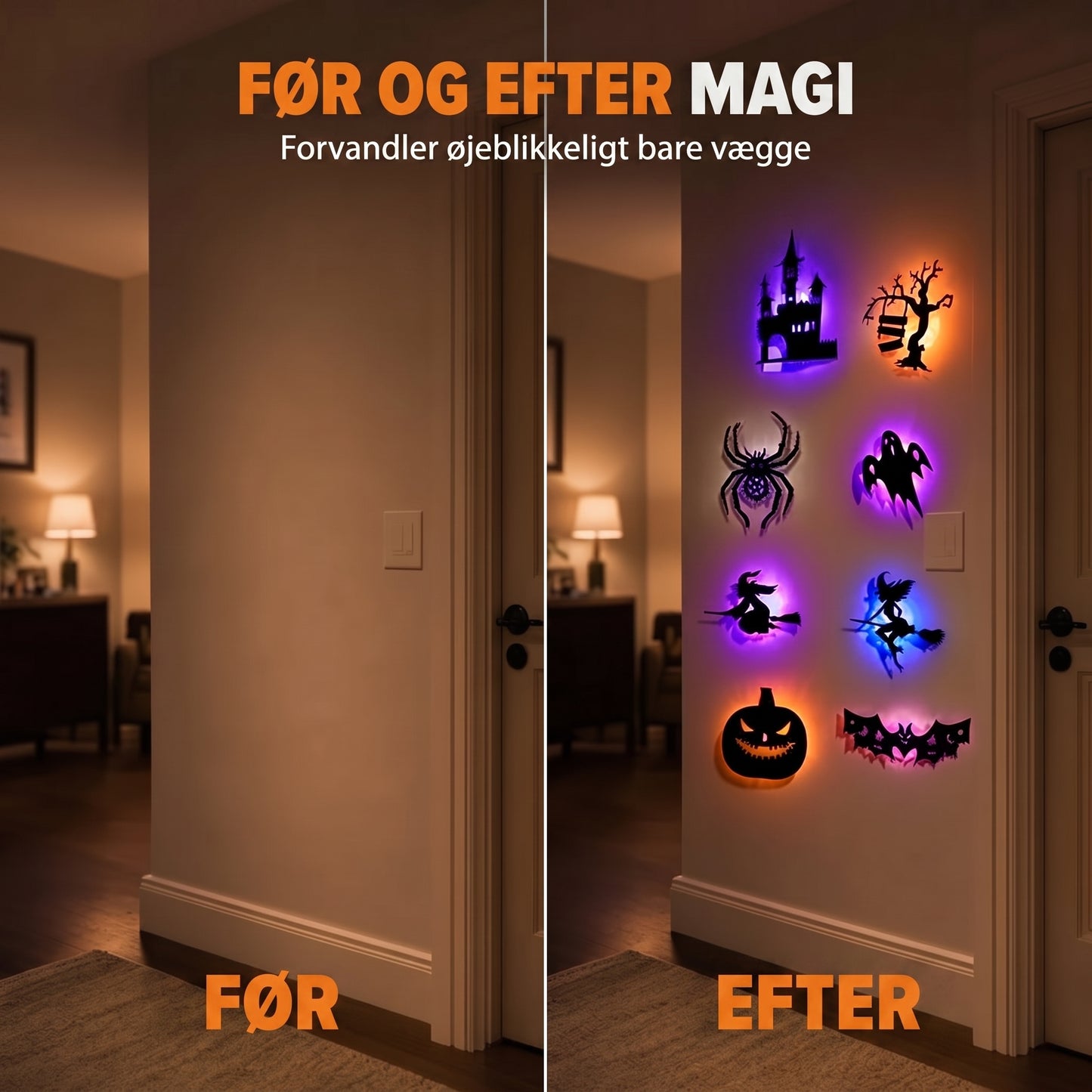 Selvlysende Halloween-vægklistermærker