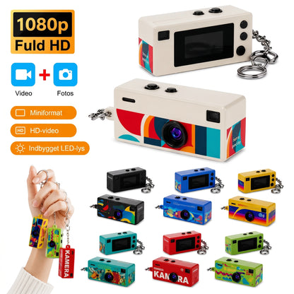 Retro mini kamera nøglering med 1080p HD optagelse