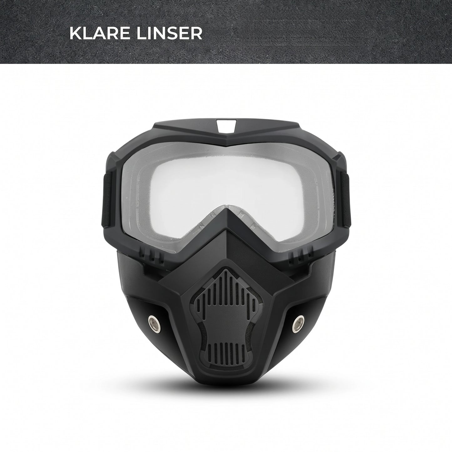 Helmaske med ridsefaste sportsbriller