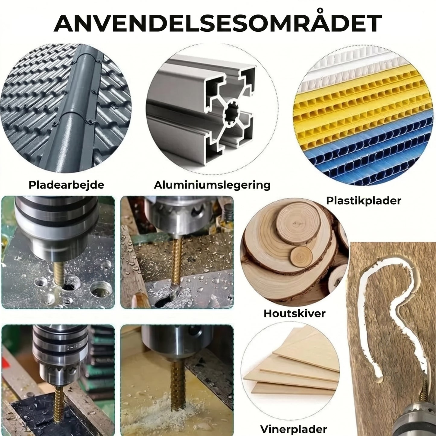 Titaniumbelagt HSS-boresæt 6 stk.