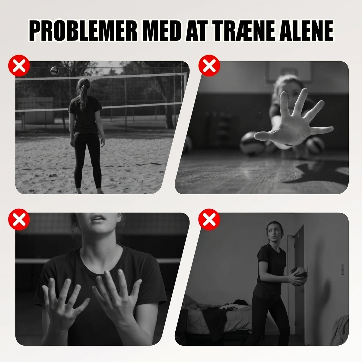 Volleyballtræner med hoftebælte og 2 håndtrænere