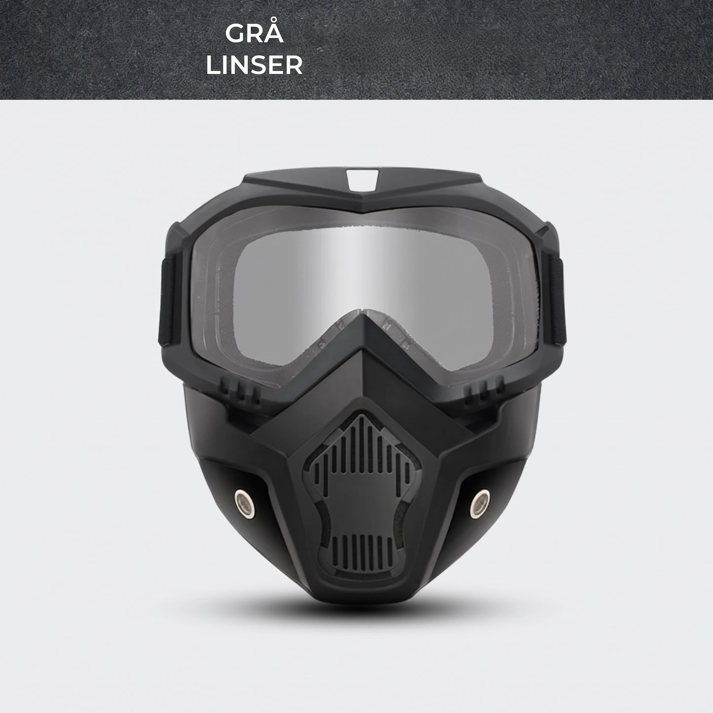 Helmaske med ridsefaste sportsbriller