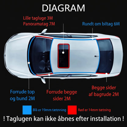 Gummitætningsliste til bil der kan skæres til i ønsket mål