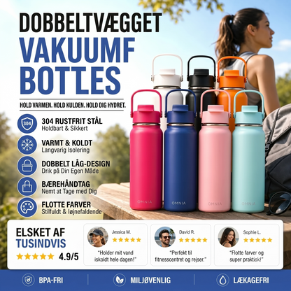 Vakuumisoleret termokrus i rustfrit stål med lækagesikkert låg og sugerør