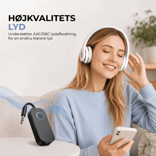 2-i-1 Bluetooth-lydadapter med sender og modtager