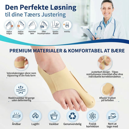 Justerbar hallux valgus-korrigerer til storetåen