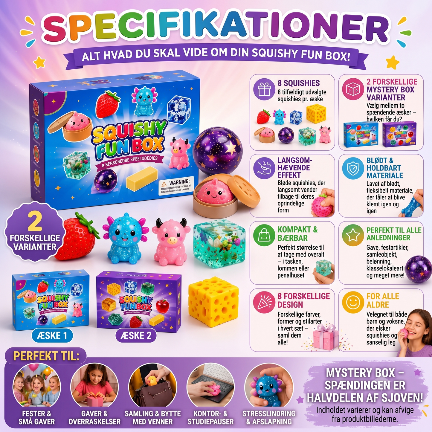 Squishy Fun Box mystery box med 8 squishies