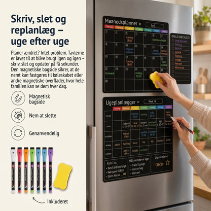 Magnetisk familieplanlægger til måned uge og dag