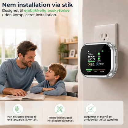 6-i-1 smart sikkerhedsdetektor til CO-gas og røg
