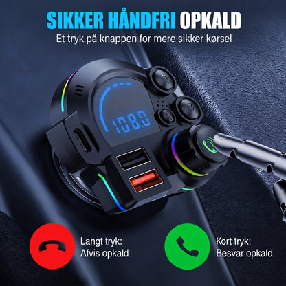 FM Bluetooth-sender til bil med håndfri opkald