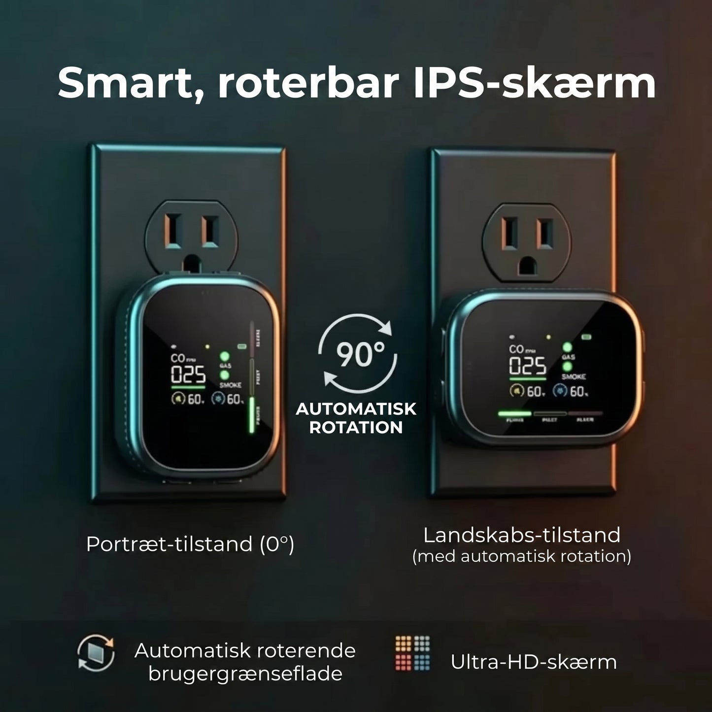 6-i-1 smart sikkerhedsdetektor til CO-gas og røg