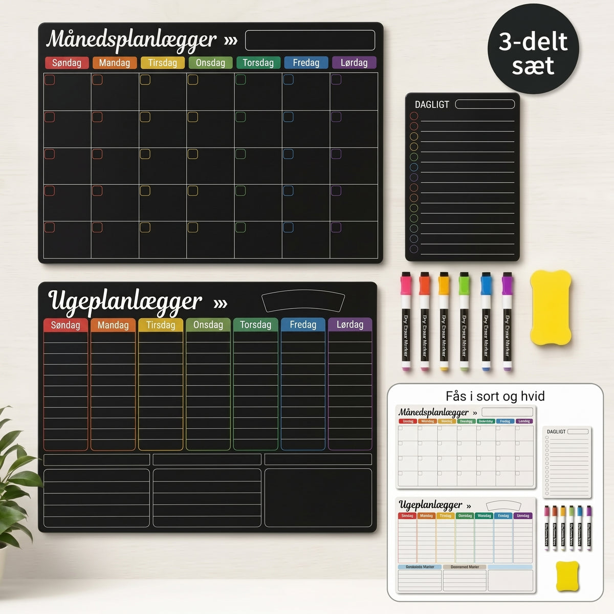 Magnetisk familieplanlægger til måned uge og dag